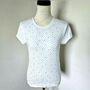 🔥ZARA white studded stretch top cap sleeves size medium 🔥